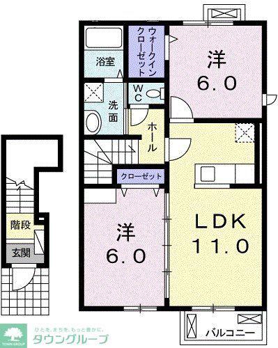 アバンサールIII(2LDK/2階)の間取り写真