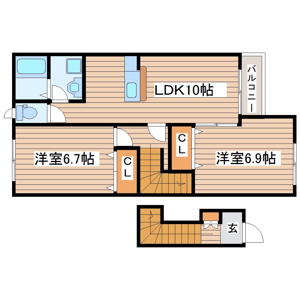 アヴァンティ(2LDK/2階)の間取り写真