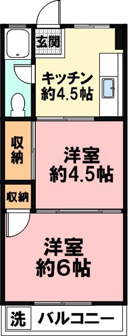 大成マンション(2K/3階)の間取り写真