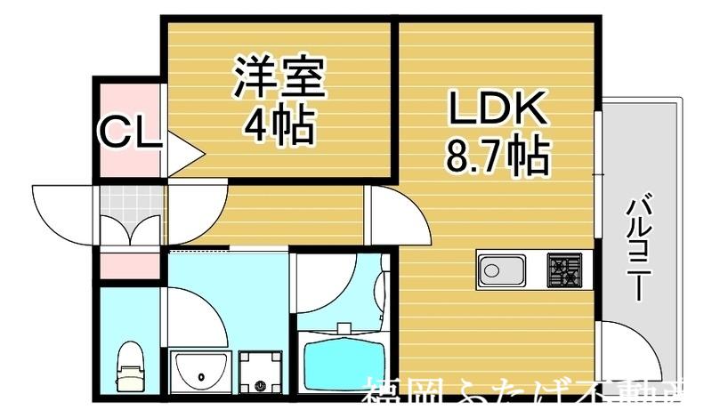 リアンシエルブルーJR香椎(1LDK/3階)の間取り写真