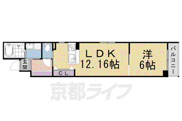 PEACEWELL四条(1LDK/5階)の間取り写真