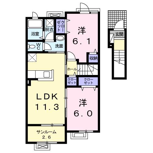 メゾン ド オーブ(2LDK/2階)の間取り写真