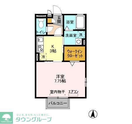 PIXY(1K/2階)の間取り写真