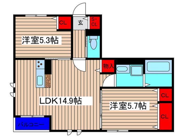 MAISON PLAISIR(2LDK/1階)の間取り写真