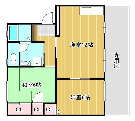 フォーレス立江B(2LDK/1階)の間取り写真
