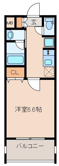 MID COURT HIGASHIMIKUNI(1K/5階)の間取り写真