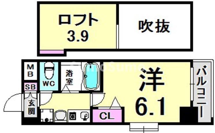 エステムコート神戸県庁前IIIフィエルテ(1K/5階)の間取り写真