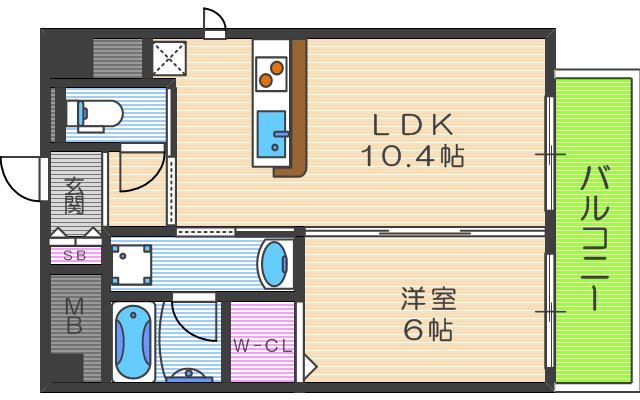 ノス ダルジョン(1LDK/4階)の間取り写真