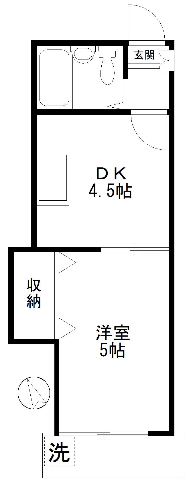 エクリューズ横濱立場(1K/1階)の間取り写真