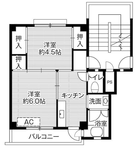 ビレッジハウス美園II6号棟(2K/2階)の間取り写真