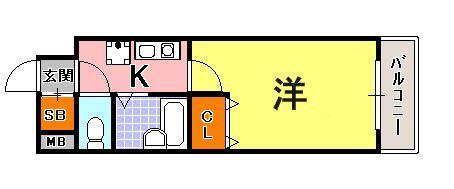 エスリード三宮(1K/5階)の間取り写真
