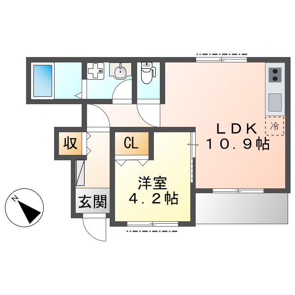 プティ・ボヌールⅢ(1LDK/1階)の間取り写真