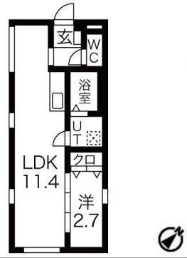 SQUARE南千住(1LDK/4階)の間取り写真