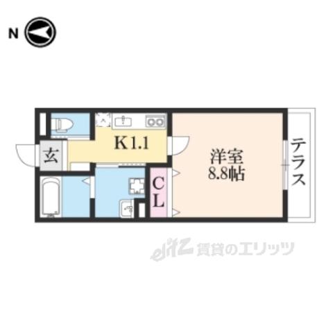 QBT3(1K/1階)の間取り写真