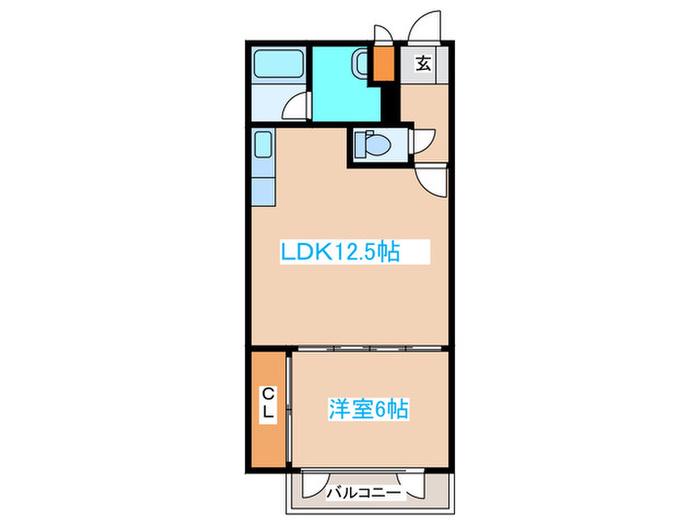 さわやかビル(1LDK/4階)の間取り写真