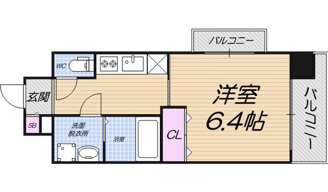 LUXE田辺(1K/8階)の間取り写真