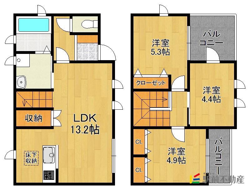 フローラC(3LDK/1階)の間取り写真