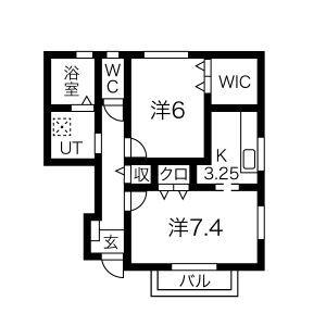 ブルックスタウンB棟(1LDK/1階)の間取り写真