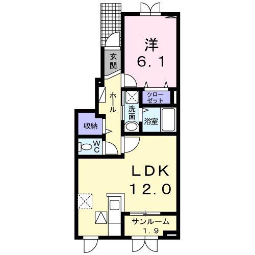 アルバII(1LDK/1階)の間取り写真