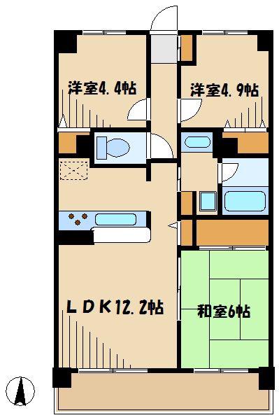 アイリス壱番館(2SLDK/7階)の間取り写真