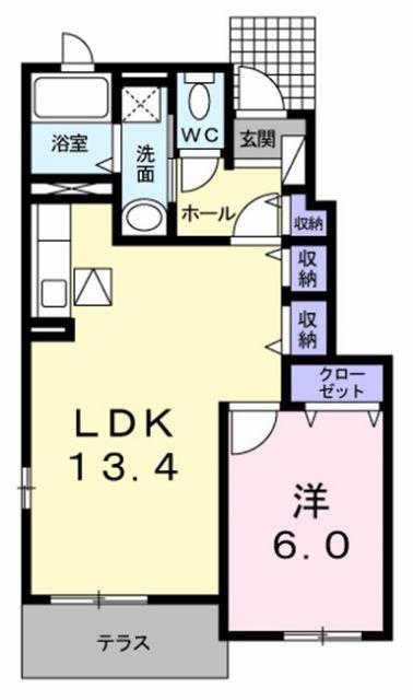 サンヴィスタハウス(1LDK/1階)の間取り写真