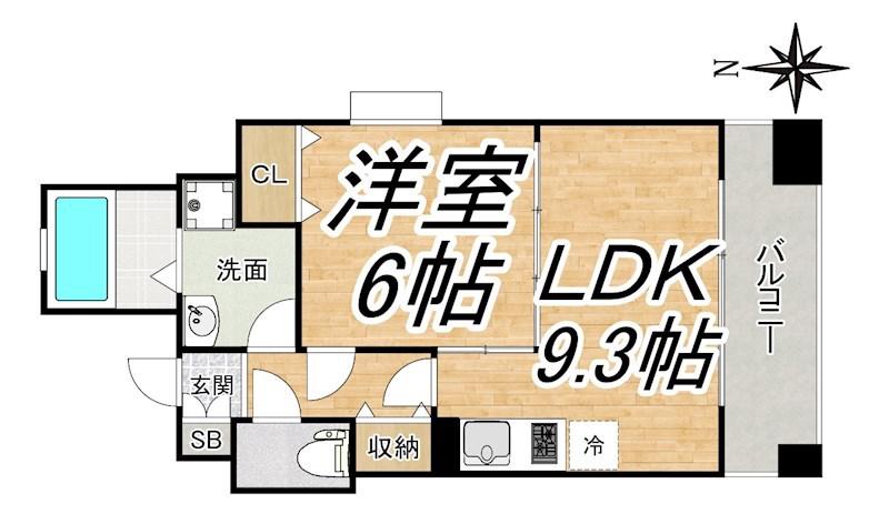 アーデンタワー立売堀(1LDK/9階)の間取り写真