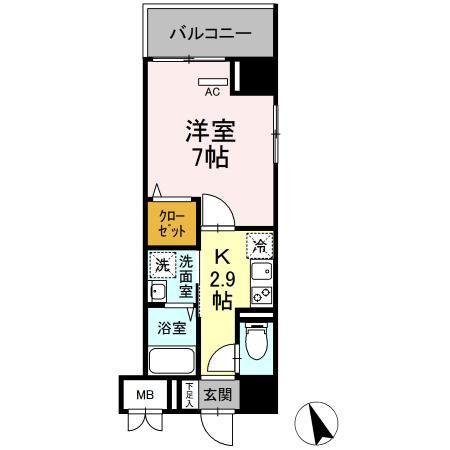 サンジョイア ノース(1K/2階)の間取り写真