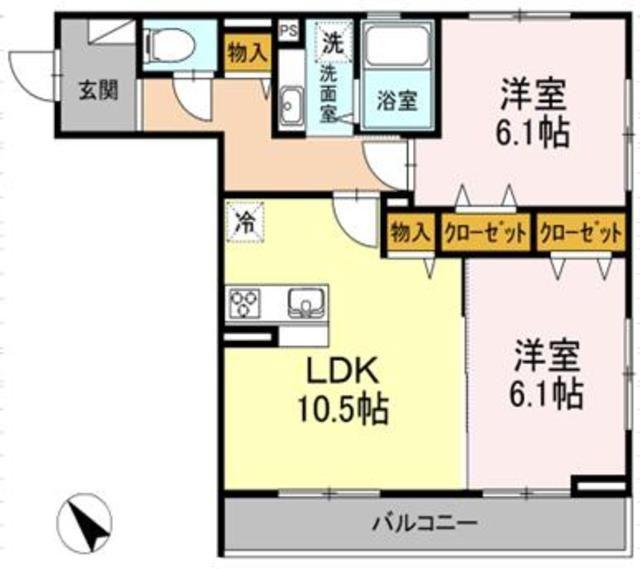 ルーエ玉川台(2LDK/3階)の間取り写真