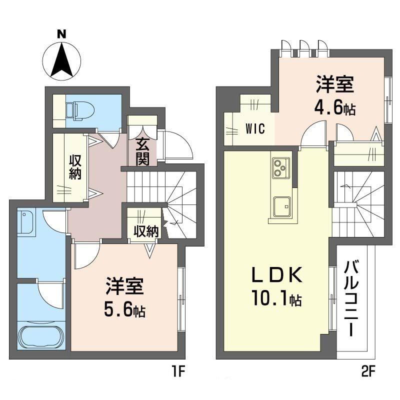 ベルメゾン 明神(2LDK/1階)の間取り写真