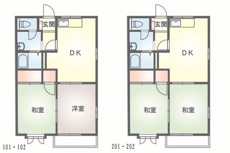 ファミール草野(2DK/1階)の間取り写真