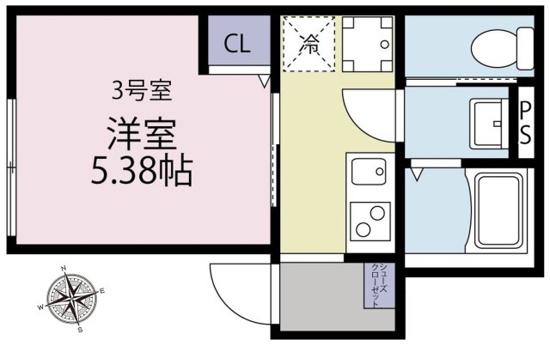 パークメゾン鶴見(1K/3階)の間取り写真