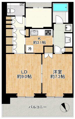 グラングリーン大阪 THE ノース RESIDENCE(1LDK/16階)の間取り写真