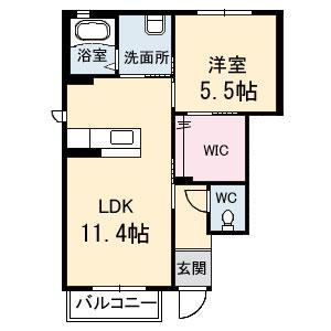 ラ・ヴィータ国富参番館(1LDK/1階)の間取り写真