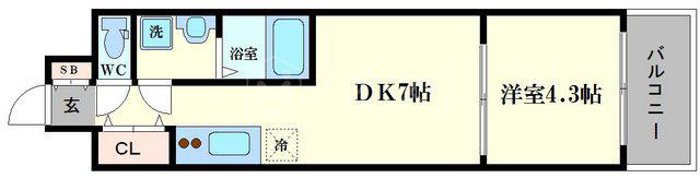 LC九条ガレリア(1DK/11階)の間取り写真