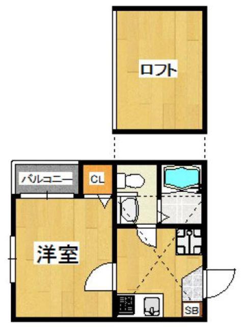 JR鹿児島本線 吉塚駅 徒歩8分 2階建 築21年(1K/2階)の間取り写真