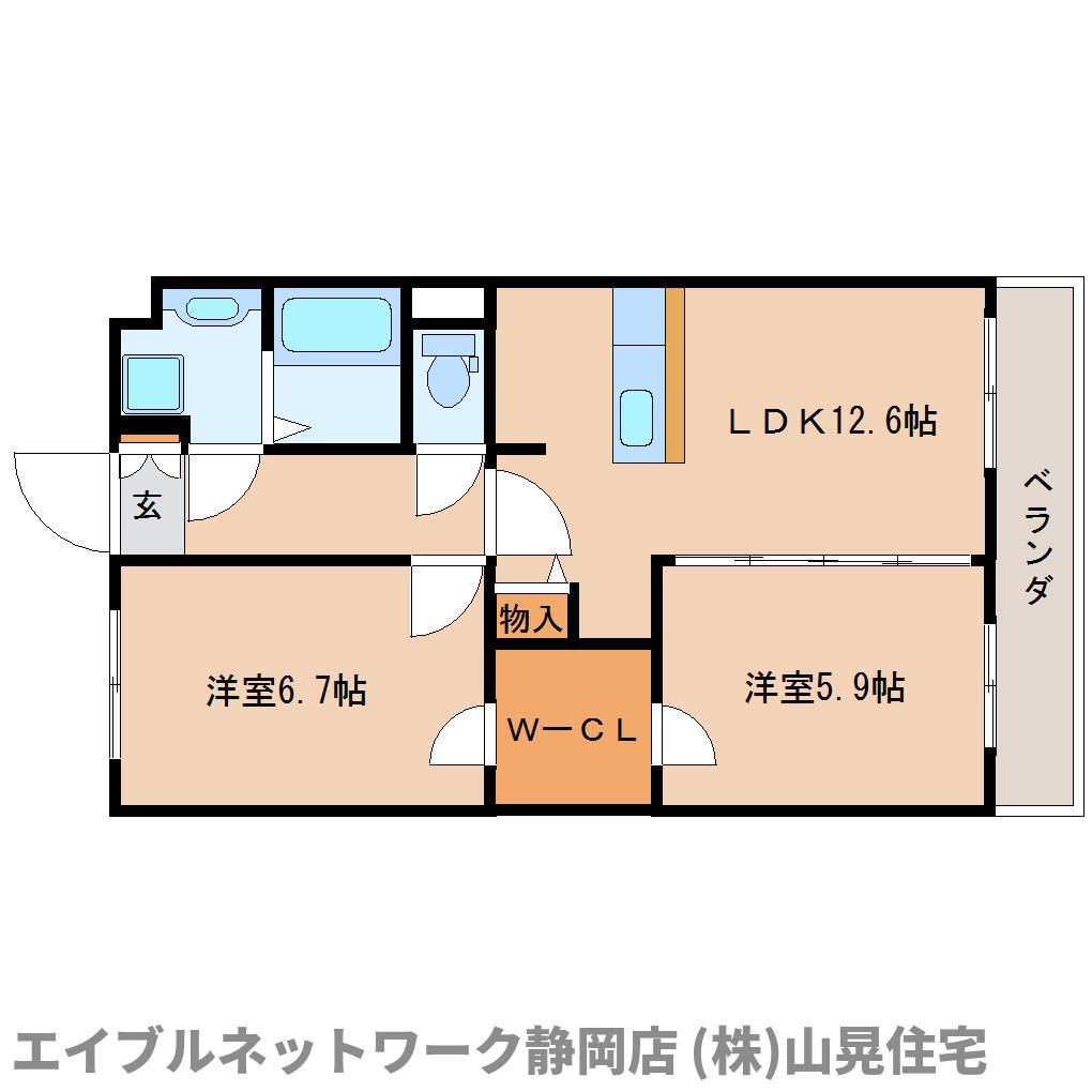 ベルフォーレ音羽町(2LDK/1階)の間取り写真