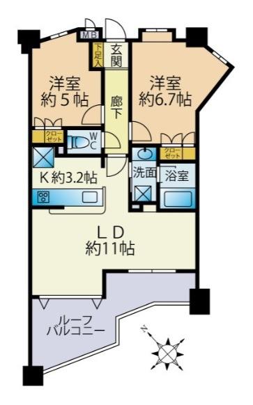 グランシティ勝どき(2LDK/9階)の間取り写真