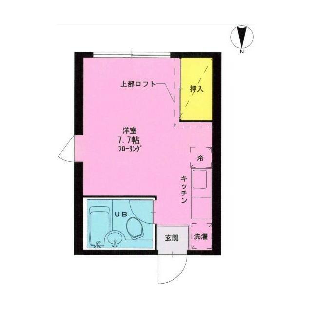 カームハイツ(ワンルーム/2階)の間取り写真