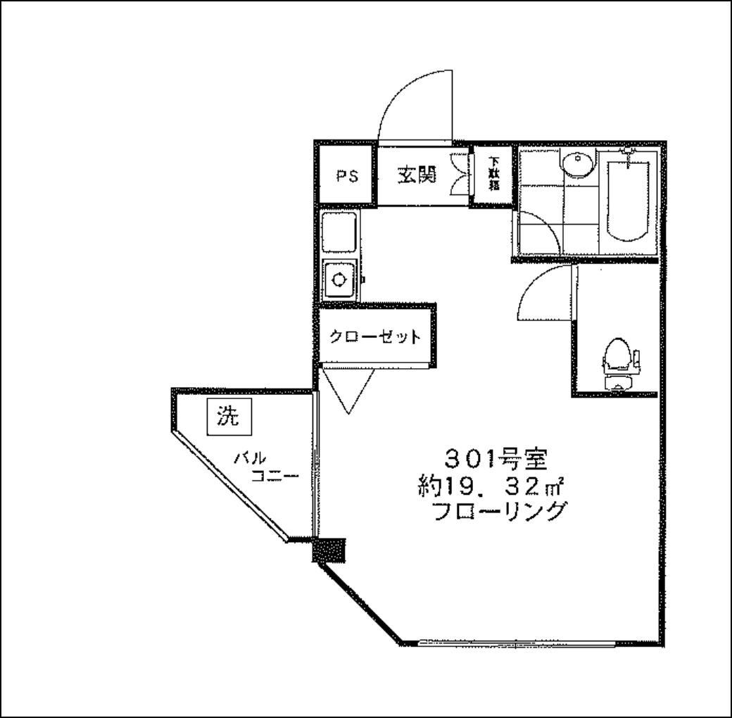 山吹ハウス(1K/3階)の間取り写真