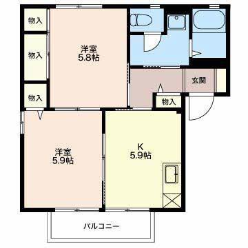 ブリーズ柳 A・B(2K/2階)の間取り写真