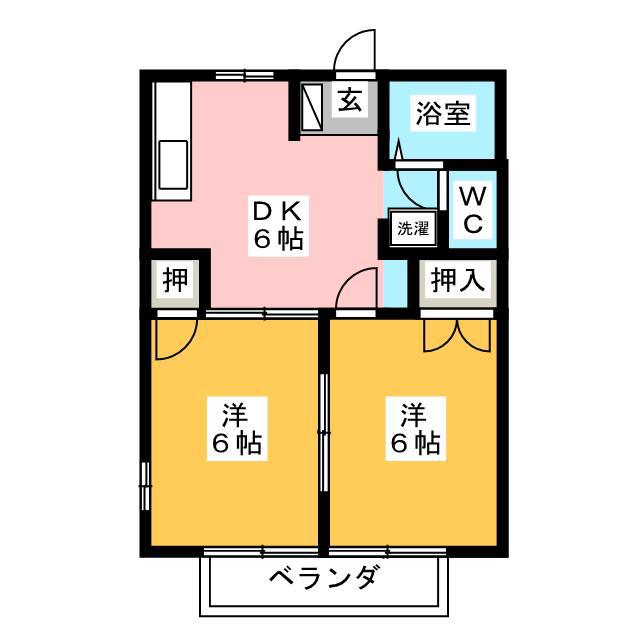 グリーンヒルズTENMA(2DK/2階)の間取り写真