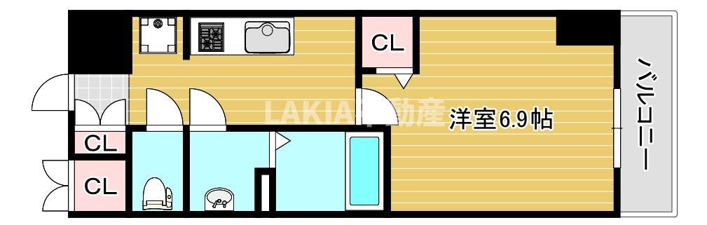 プレサンス堺筋本町駅前シェル(1K/5階)の間取り写真