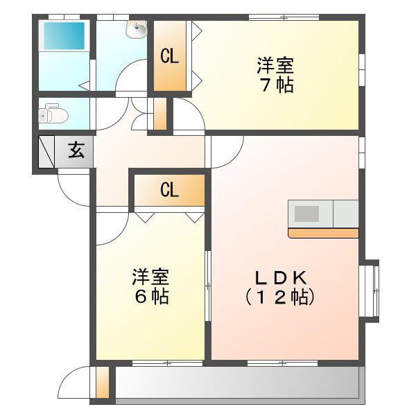 フォレストパークB(2LDK/2階)の間取り写真