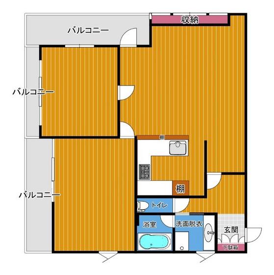 スリム平野(2LDK/4階)の間取り写真