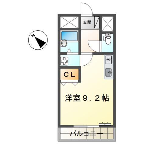 ラマーレ(ワンルーム/2階)の間取り写真