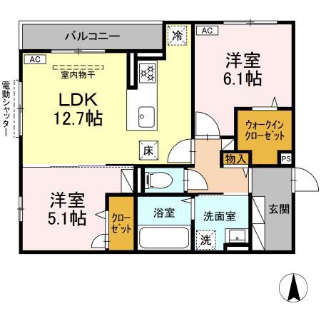 ロイヤルベルム(2LDK/1階)の間取り写真