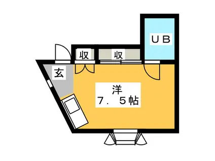 ゆりもハイツ(ワンルーム/1階)の間取り写真