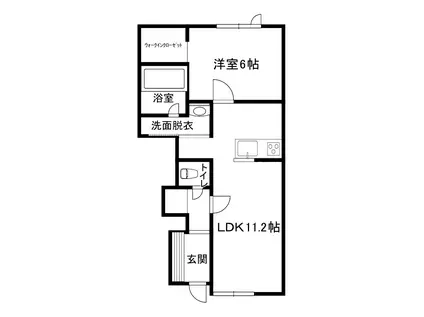 滝川市大町5丁目1LDKアパート築3年(1LDK/1階)の間取り写真