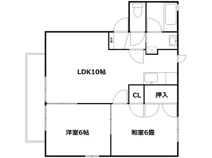 ディアズ出水(2LDK/2階)の間取り写真