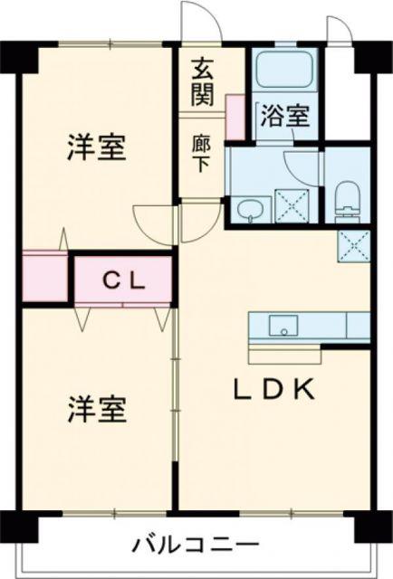岡部ビル(2LDK/3階)の間取り写真